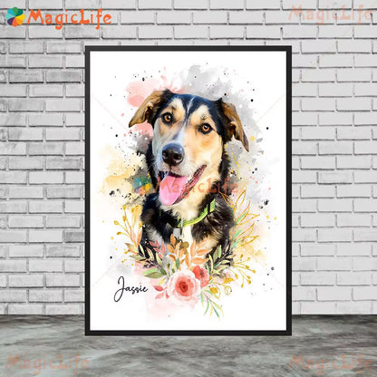 Custom Animals Leaf Plant Dog Cat Pets Photo Name Poster Wall Art Canvas Painting Wall Pictures for Living Room Decor Unframed