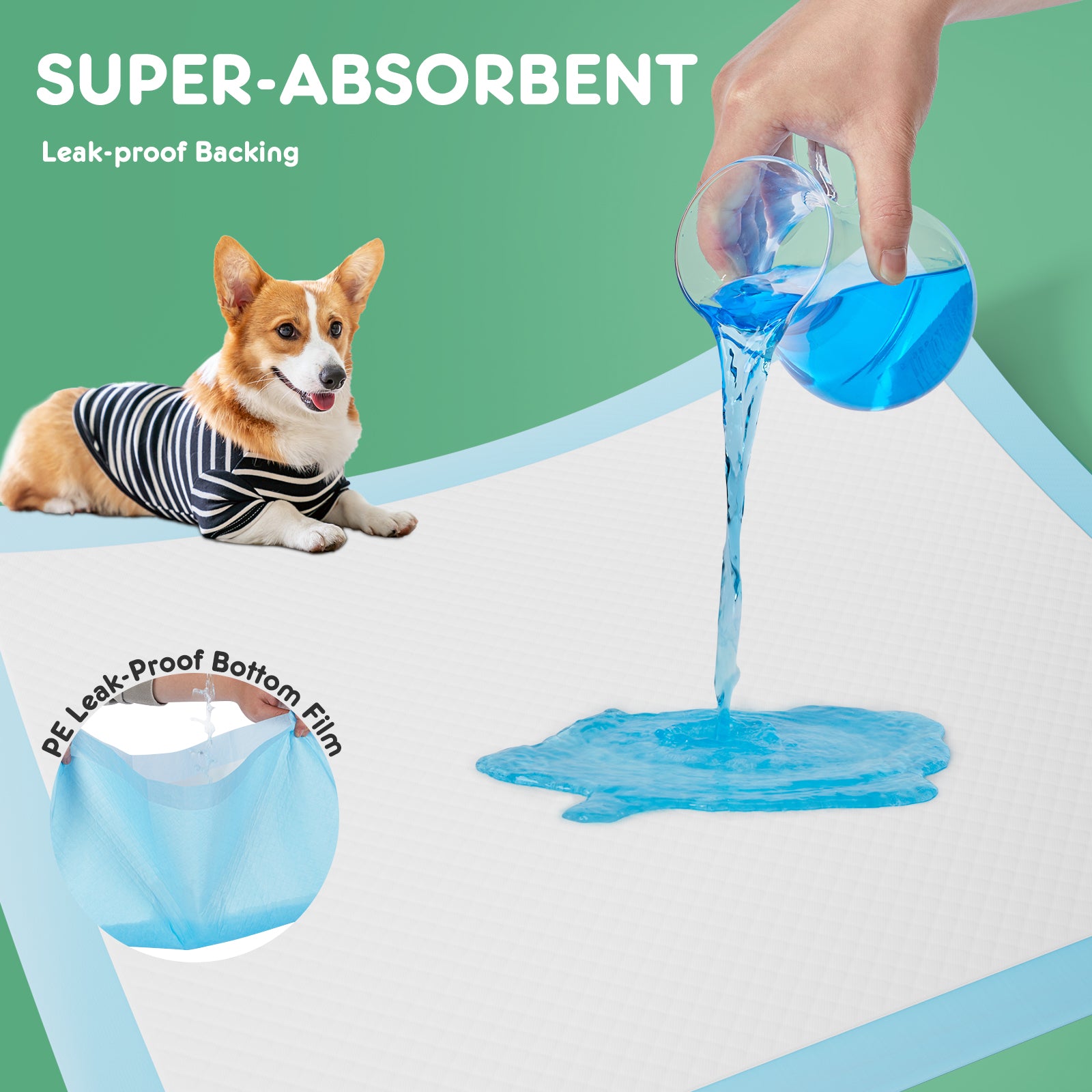 Puppy Pads, Leak-Proof Quick-Drying Disposable Dog , Absorbent Dog Pee Pads