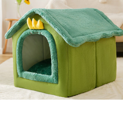 Foldable Pet House & Bed – Warm Winter Cave for Dogs and Cats, Soft Removable Nest for Cozy Sleep