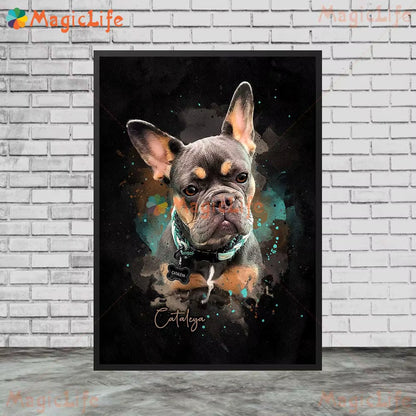 Custom Animals Leaf Plant Dog Cat Pets Photo Name Poster Wall Art Canvas Painting Wall Pictures for Living Room Decor Unframed