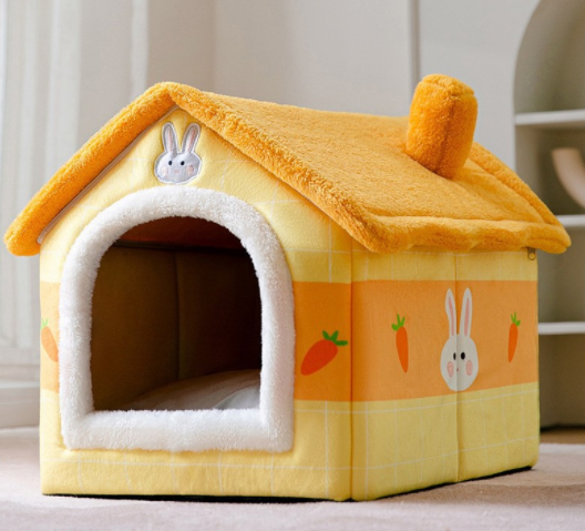 Foldable Pet House & Bed – Warm Winter Cave for Dogs and Cats, Soft Removable Nest for Cozy Sleep