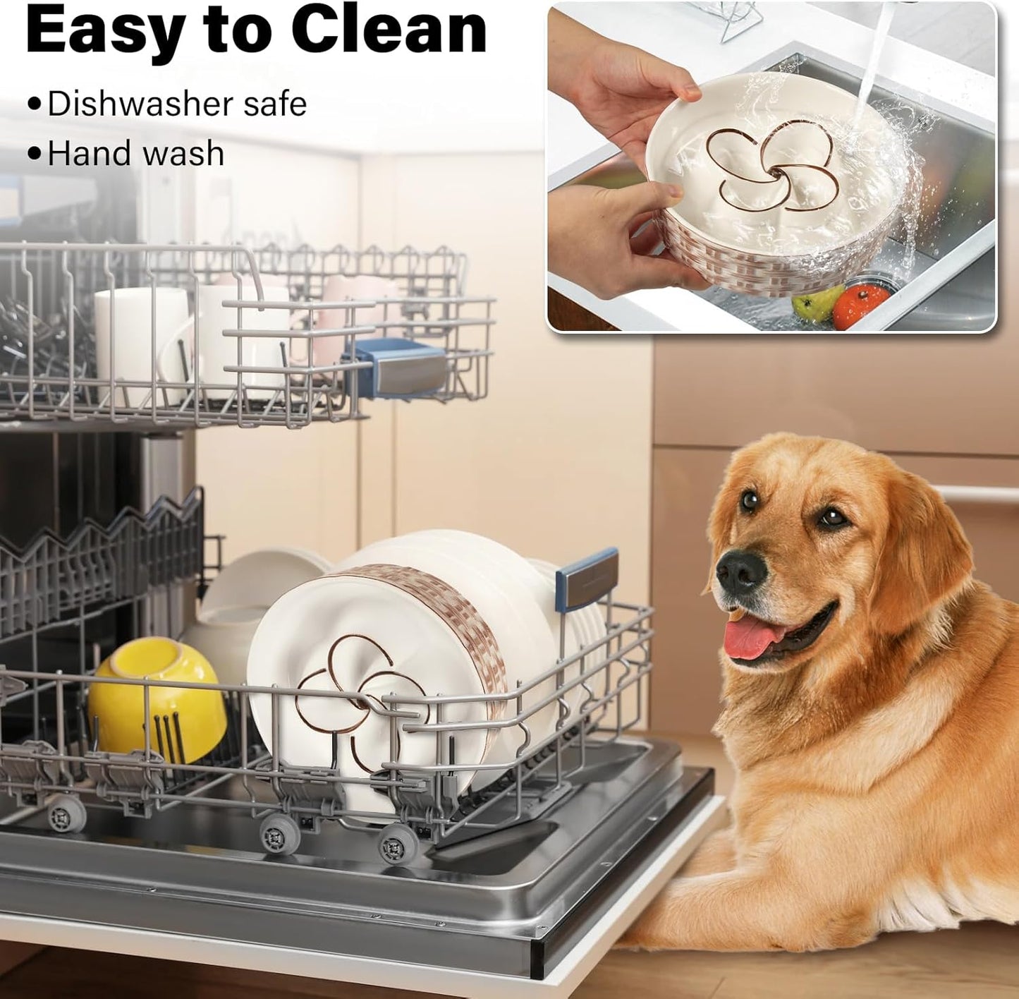 Ceramic Slow Feeder Dog Bowl Slow Feeder Dog Bowl for Medium Large Anti-Choking Slow Eating Dog Bowl Non Slip Dog Bowl Slow Feeder