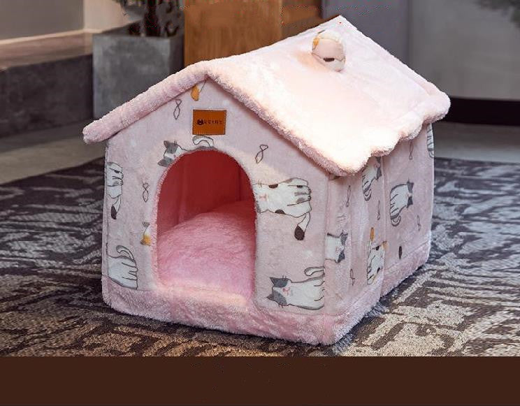 Foldable Pet House & Bed – Warm Winter Cave for Dogs and Cats, Soft Removable Nest for Cozy Sleep