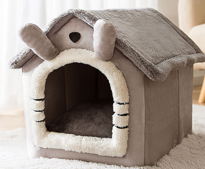 Foldable Pet House & Bed – Warm Winter Cave for Dogs and Cats, Soft Removable Nest for Cozy Sleep