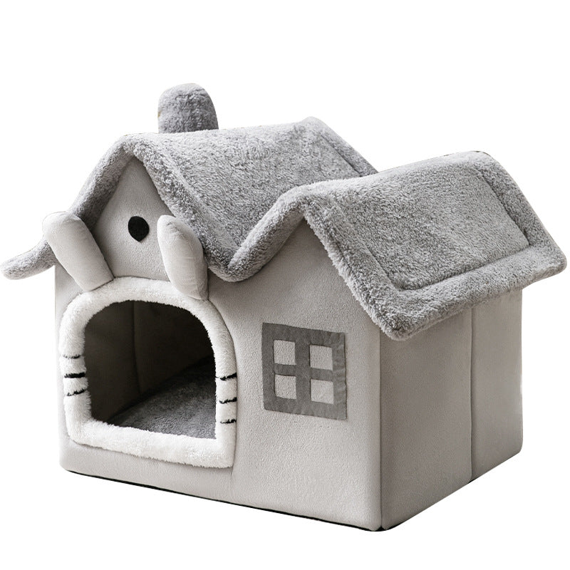 Foldable Pet House & Bed – Warm Winter Cave for Dogs and Cats, Soft Removable Nest for Cozy Sleep