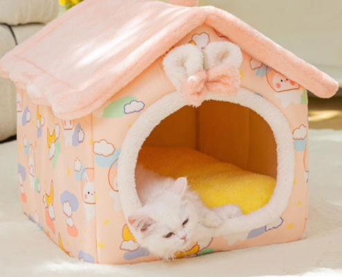 Foldable Pet House & Bed – Warm Winter Cave for Dogs and Cats, Soft Removable Nest for Cozy Sleep