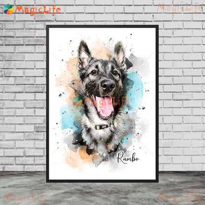 Custom Animals Leaf Plant Dog Cat Pets Photo Name Poster Wall Art Canvas Painting Wall Pictures for Living Room Decor Unframed