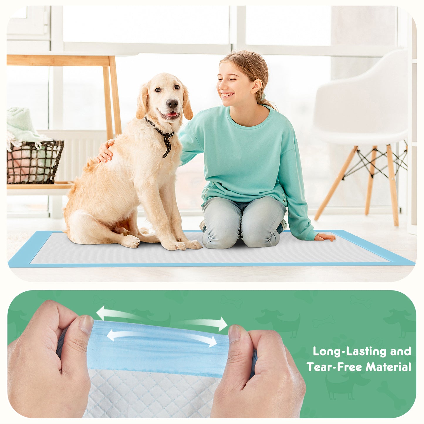 Puppy Pads, Leak-Proof Quick-Drying Disposable Dog , Absorbent Dog Pee Pads