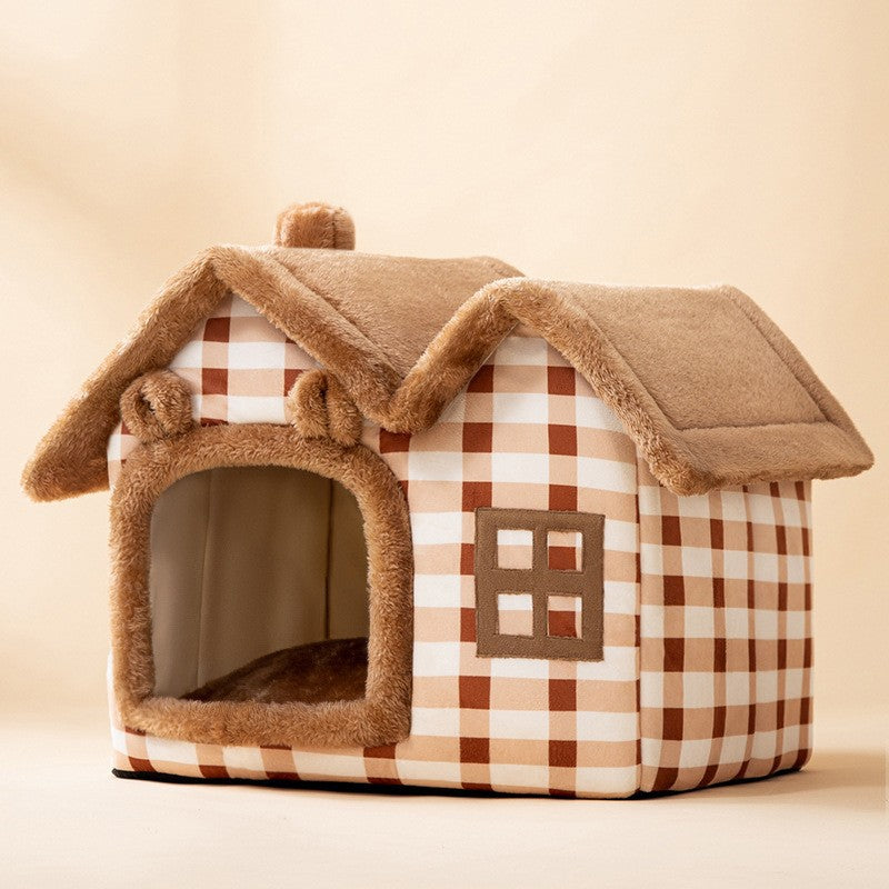 Foldable Pet House & Bed – Warm Winter Cave for Dogs and Cats, Soft Removable Nest for Cozy Sleep