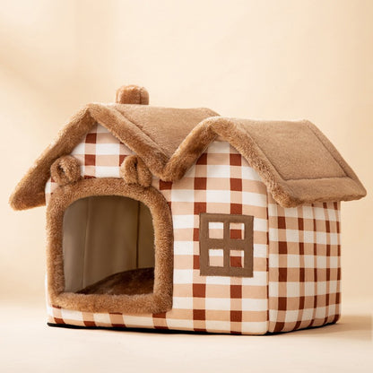 Foldable Pet House & Bed – Warm Winter Cave for Dogs and Cats, Soft Removable Nest for Cozy Sleep