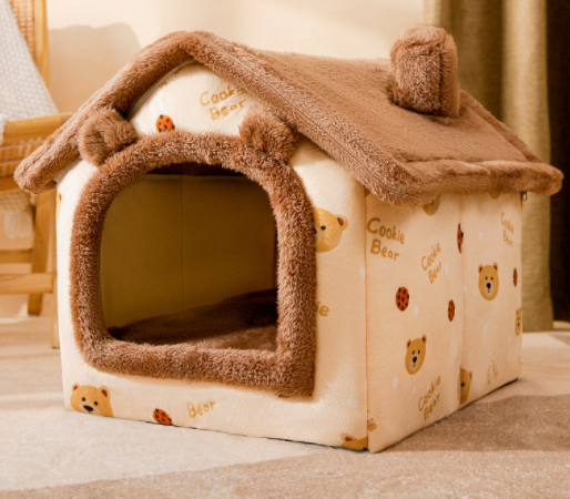 Foldable Pet House & Bed – Warm Winter Cave for Dogs and Cats, Soft Removable Nest for Cozy Sleep