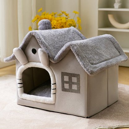 Foldable Pet House & Bed – Warm Winter Cave for Dogs and Cats, Soft Removable Nest for Cozy Sleep