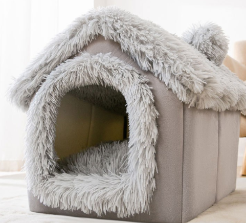 Foldable Pet House & Bed – Warm Winter Cave for Dogs and Cats, Soft Removable Nest for Cozy Sleep
