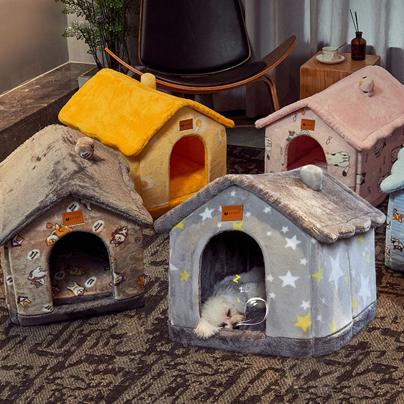Foldable Pet House & Bed – Warm Winter Cave for Dogs and Cats, Soft Removable Nest for Cozy Sleep