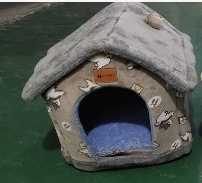 Foldable Pet House & Bed – Warm Winter Cave for Dogs and Cats, Soft Removable Nest for Cozy Sleep