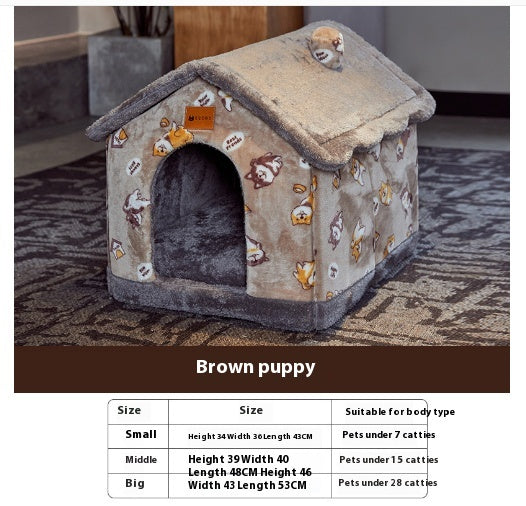Foldable Pet House & Bed – Warm Winter Cave for Dogs and Cats, Soft Removable Nest for Cozy Sleep