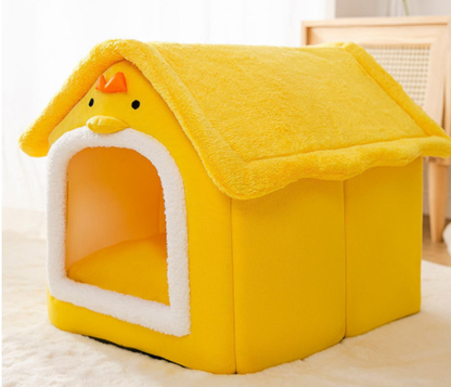 Foldable Pet House & Bed – Warm Winter Cave for Dogs and Cats, Soft Removable Nest for Cozy Sleep