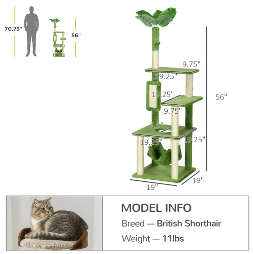 Multi-Level Design: Multiple platforms, a cozy hammock, and resting spots to satisfy your cat’s love for climbing and lounging.