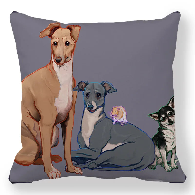 Creative Pet Dog Design Digital Printing Short Plush Pillow Covers Decorative for Car Sofa Office Cushion Cover Home Goods