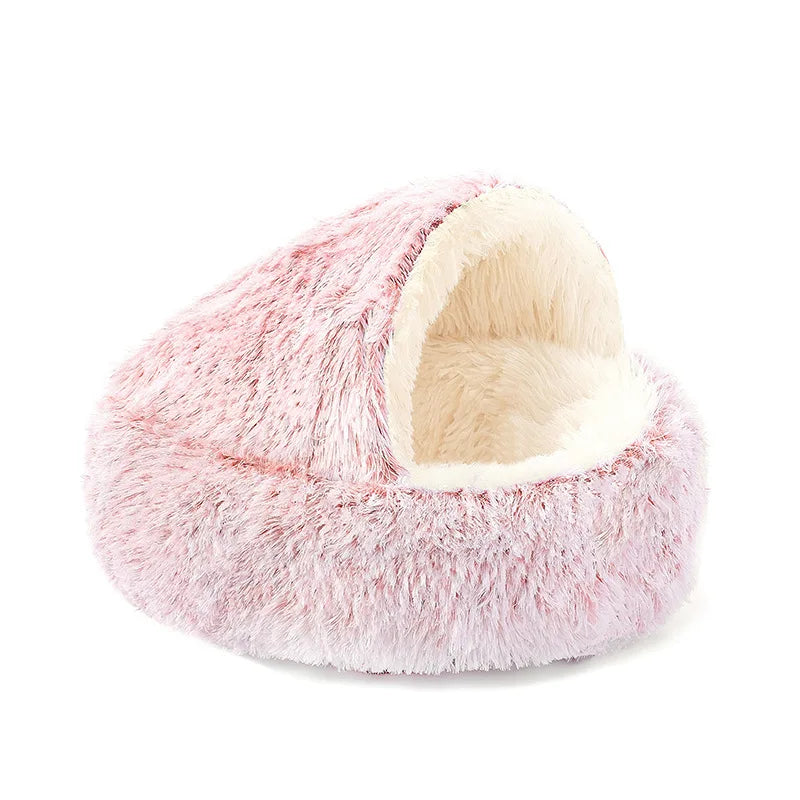 Autumn and Winter Soft Plush Pet Bed and Pet Bed Winter Warm and Cold Plush Comforter Nest Shell Cat Nest Semi-Enclosed Cat Nest