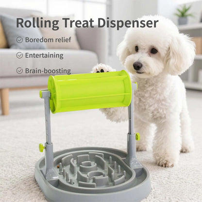 Adjustable Height Pet Feeder Rolling Slow Feeder Anti-Choking Interactive Intelligence Enhancer for Cats and Dogs Food Dispenser