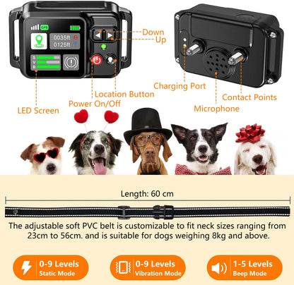 Smart GPS Wireless Dog Fence System – Safe & Portable Electric Pet Containment Collar 15 ~ 200