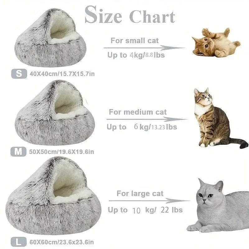 Autumn and Winter Soft Plush Pet Bed and Pet Bed Winter Warm and Cold Plush Comforter Nest Shell Cat Nest Semi-Enclosed Cat Nest