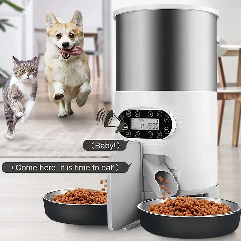 3L/4.5L Smart GPS Automatic Pet Feeder – Timed Cat & Dog Food Dispenser with Dual Stainless Steel Bowls