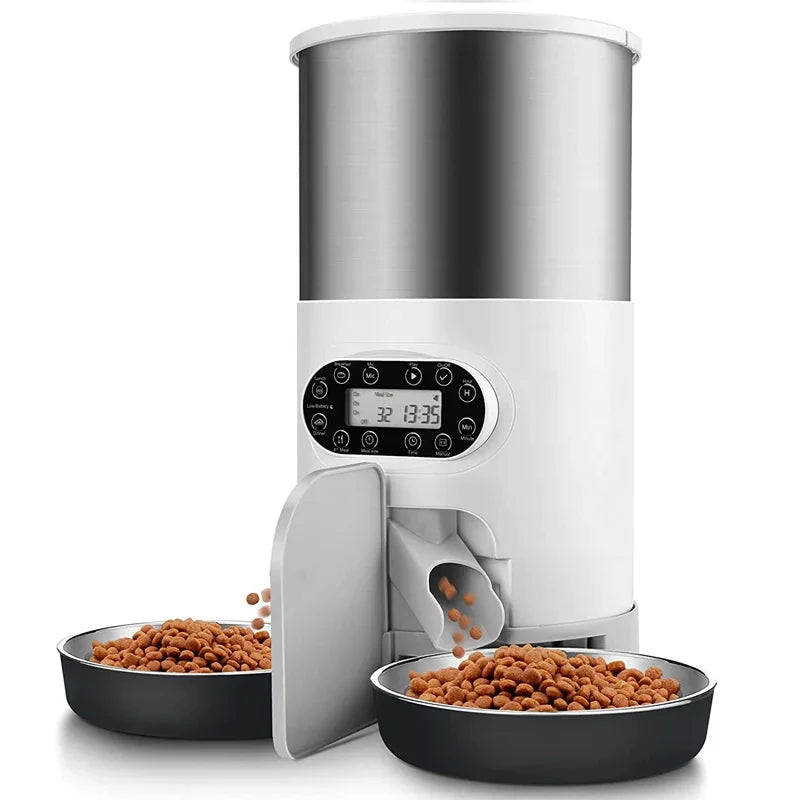 3L/4.5L Smart GPS Automatic Pet Feeder – Timed Cat & Dog Food Dispenser with Dual Stainless Steel Bowls