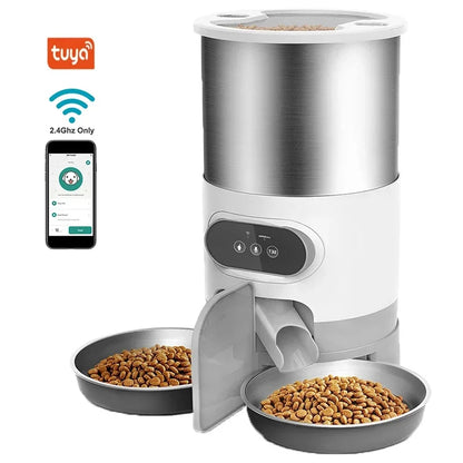 3L/4.5L Smart GPS Automatic Pet Feeder – Timed Cat & Dog Food Dispenser with Dual Stainless Steel Bowls