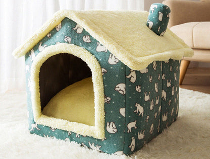 Foldable Pet House & Bed – Warm Winter Cave for Dogs and Cats, Soft Removable Nest for Cozy Sleep