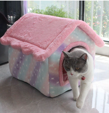 Foldable Pet House & Bed – Warm Winter Cave for Dogs and Cats, Soft Removable Nest for Cozy Sleep