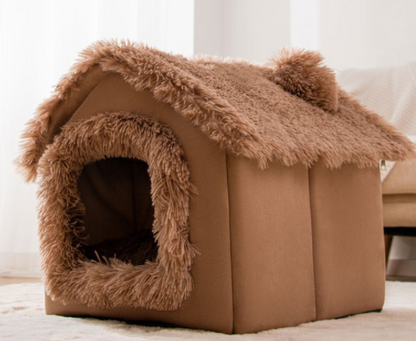 Foldable Pet House & Bed – Warm Winter Cave for Dogs and Cats, Soft Removable Nest for Cozy Sleep