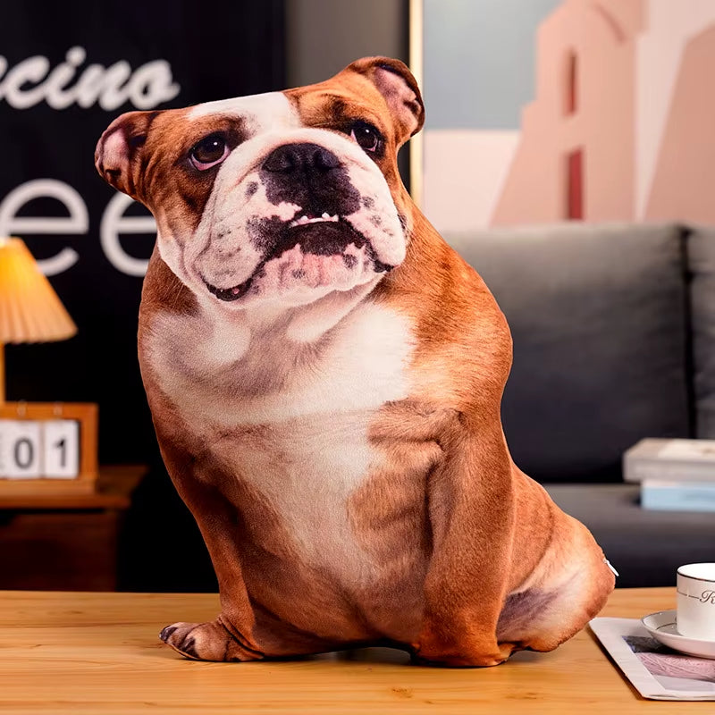 3D Simulation Dog Plush Toys Stuffed Pillow Lifelike Shiba Inu Corgi Bulldog Sofa Bedroom Cushion Home Decor Boys Birthday Gifts