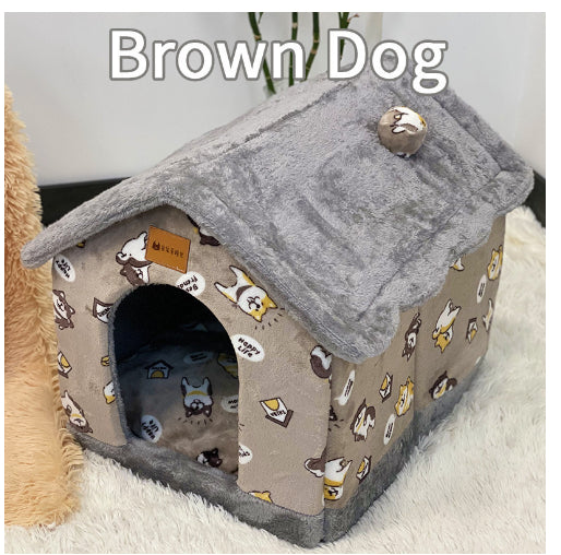 Foldable Pet House & Bed – Warm Winter Cave for Dogs and Cats, Soft Removable Nest for Cozy Sleep