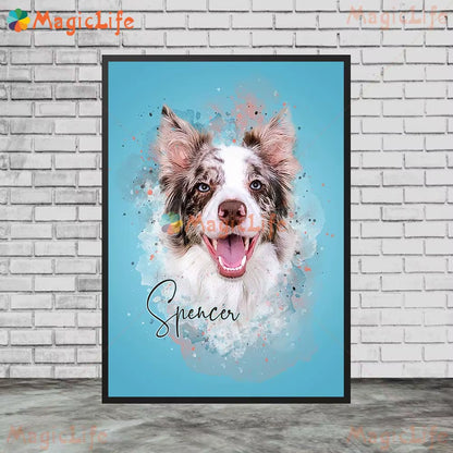 Custom Animals Leaf Plant Dog Cat Pets Photo Name Poster Wall Art Canvas Painting Wall Pictures for Living Room Decor Unframed