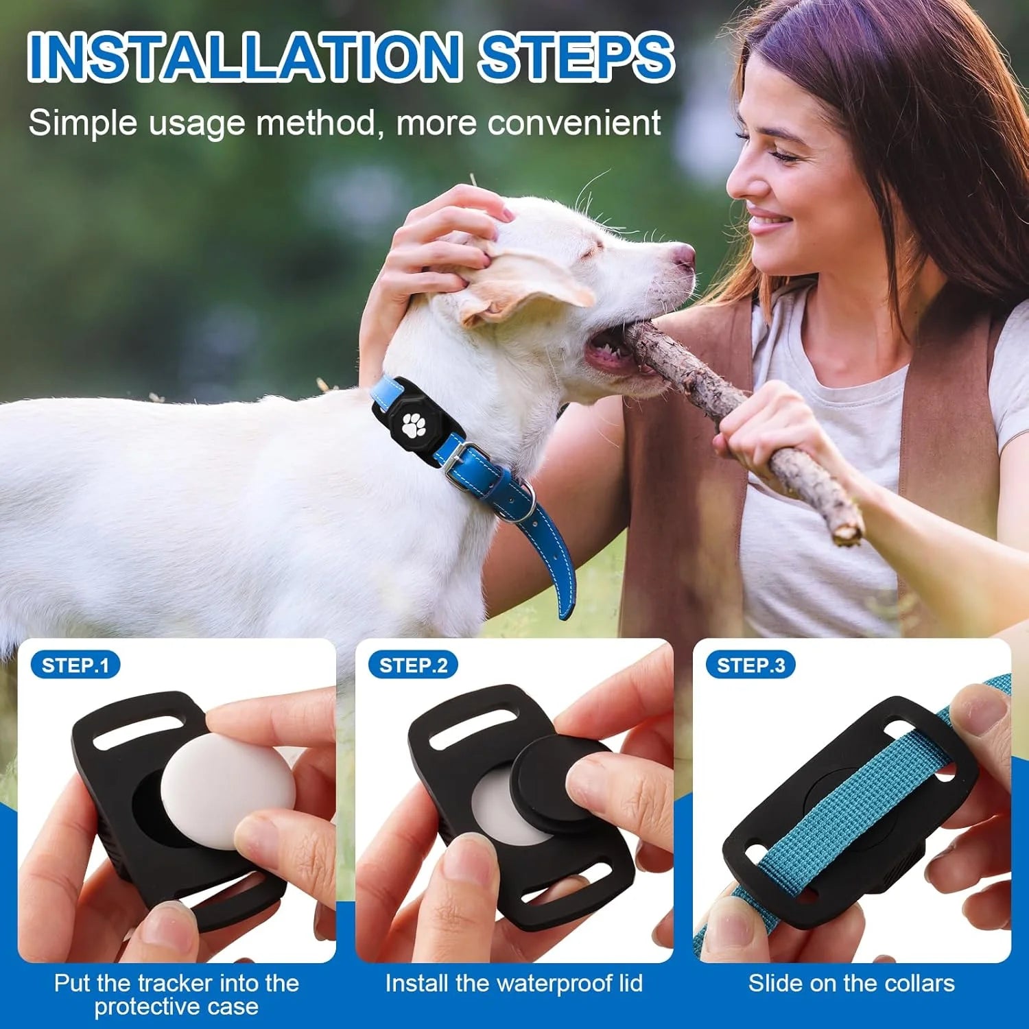 Tractive GPS Dog Tracker - GPS Tracker for Dogs,Dog Tracker,Gps Dog Collar, No Monthly Fee, Compatible with Apple (Ios Only),Anti-Lost Tracking Device for Pets, Luggage, Bag Straps,Black