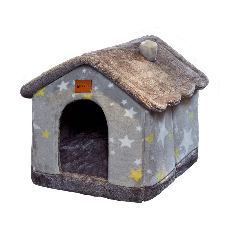 Foldable Pet House & Bed – Warm Winter Cave for Dogs and Cats, Soft Removable Nest for Cozy Sleep
