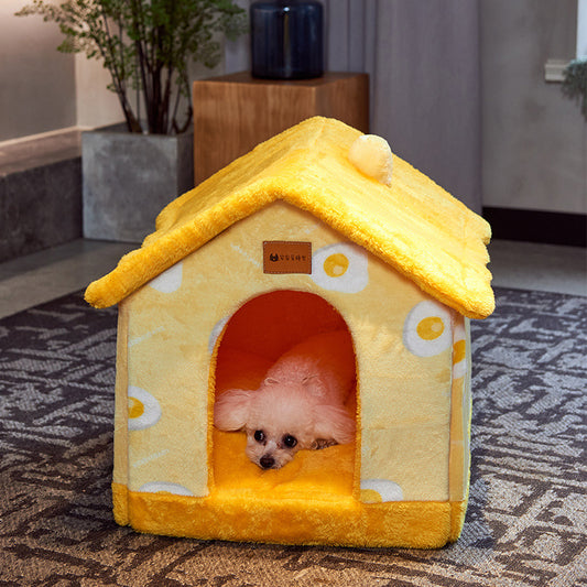 Foldable Pet House & Bed – Warm Winter Cave for Dogs and Cats, Soft Removable Nest for Cozy Sleep