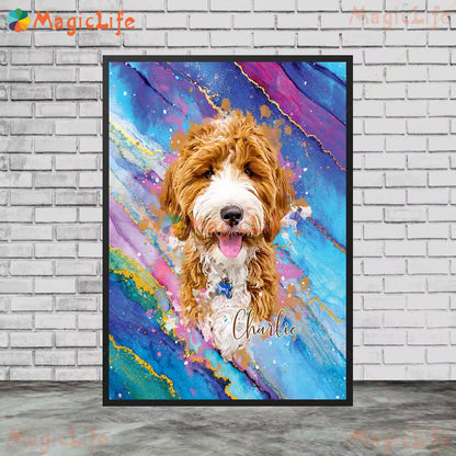 Custom Animals Leaf Plant Dog Cat Pets Photo Name Poster Wall Art Canvas Painting Wall Pictures for Living Room Decor Unframed