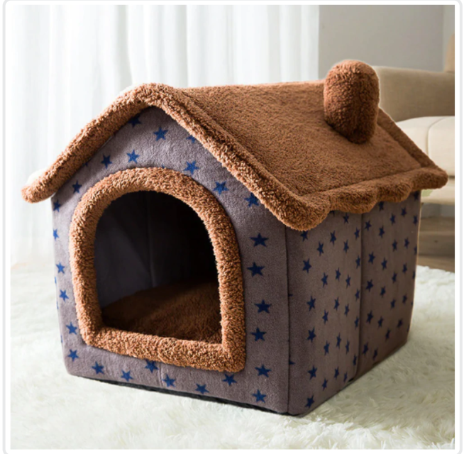 Foldable Pet House & Bed – Warm Winter Cave for Dogs and Cats, Soft Removable Nest for Cozy Sleep