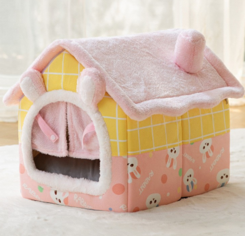 Foldable Pet House & Bed – Warm Winter Cave for Dogs and Cats, Soft Removable Nest for Cozy Sleep