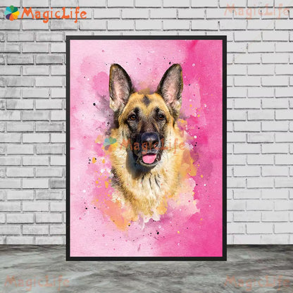 Custom Animals Leaf Plant Dog Cat Pets Photo Name Poster Wall Art Canvas Painting Wall Pictures for Living Room Decor Unframed