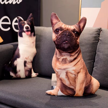 3D Simulation Dog Plush Toys Stuffed Pillow Lifelike Shiba Inu Corgi Bulldog Sofa Bedroom Cushion Home Decor Boys Birthday Gifts