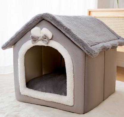 Foldable Pet House & Bed – Warm Winter Cave for Dogs and Cats, Soft Removable Nest for Cozy Sleep